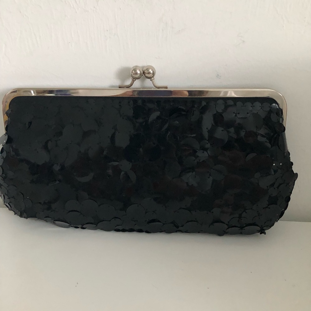 Fashion Express Black Sequin Kiss Lock Clutch